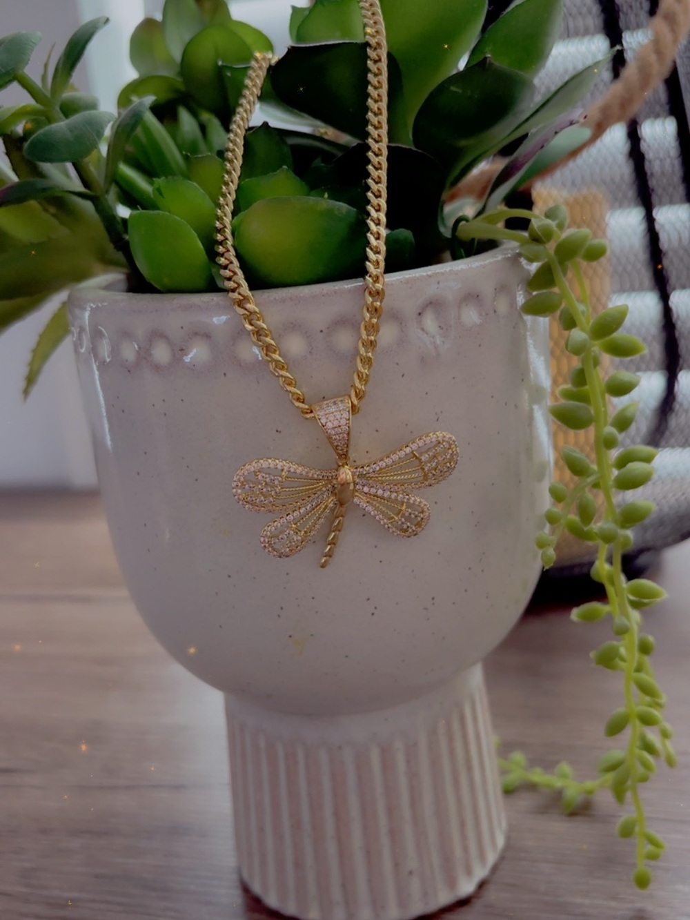 Gold Dragonfly Pendant Necklace - Women Jewelry